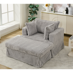 47.7" Oversized Corduroy Chaise Longue with Ottoman