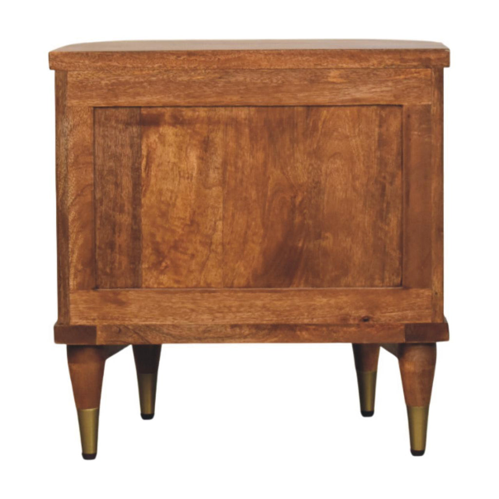 Solid Wood Ribbed Bedside Table