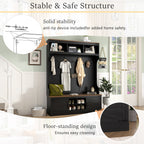 Vibe Haus 71"H Farmhouse Hall Tree with Bench and Shoe Storage