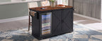 K&K 72" Farmhouse Kitchen Island with Fridge Storage