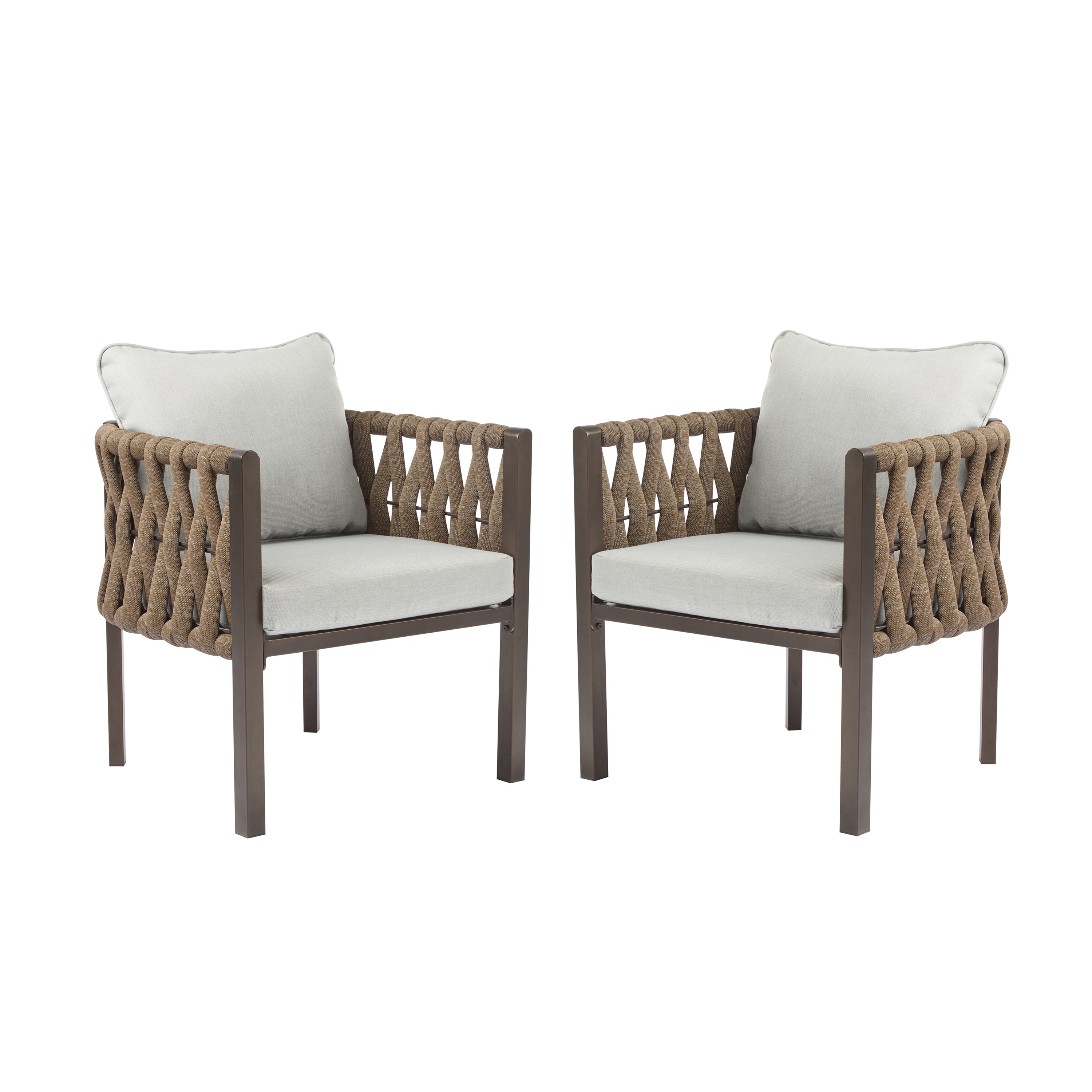 2-Pieces Outdoor Metal Patio Club Chair Set