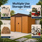 8ft x 6ft Outdoor Metal Storage Shed with Metal Foundation