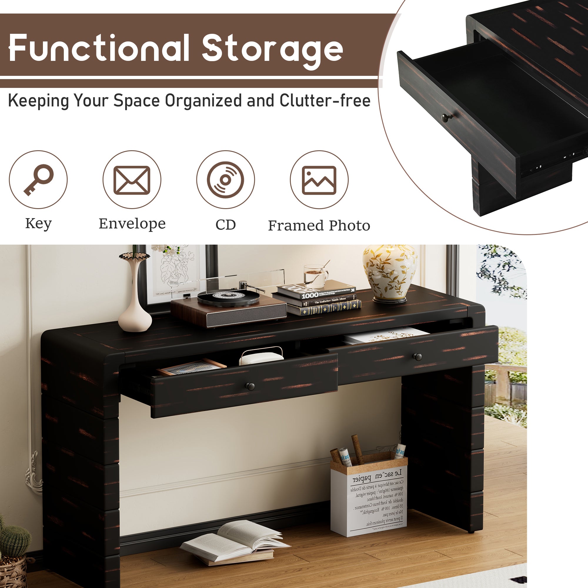 Curved Console Table with Storage