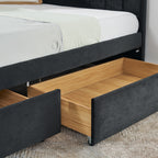 Full Size Upholstered Tufted Bed Frame with Two Drawers