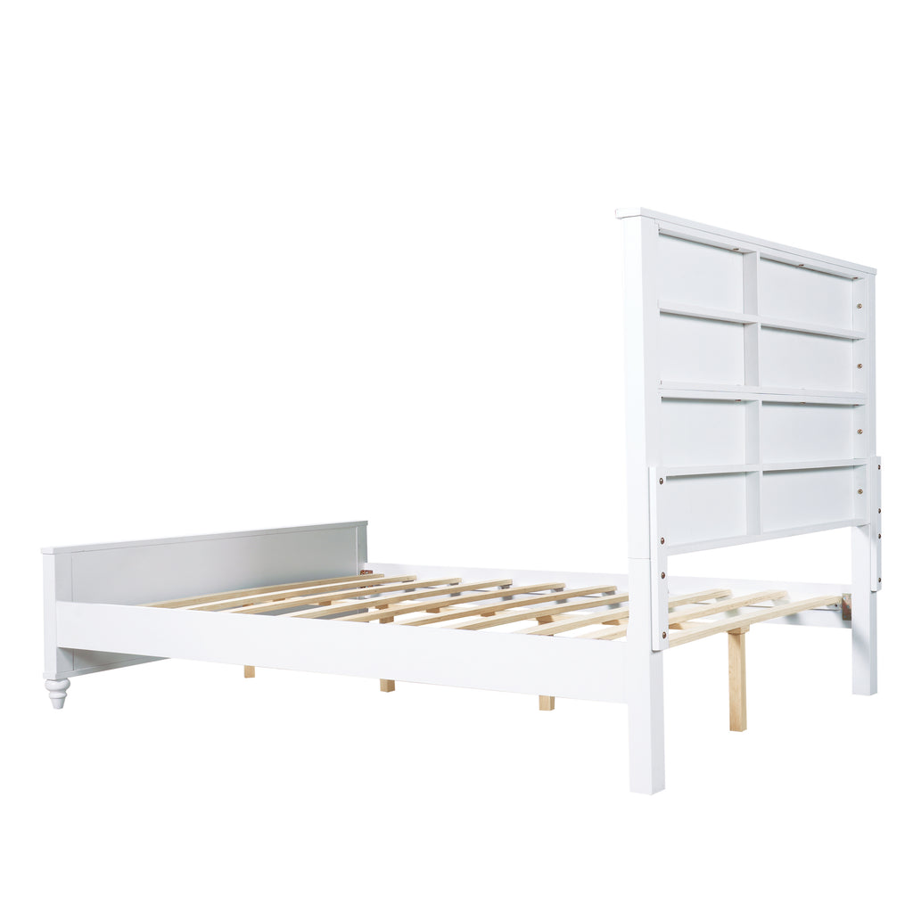 White Queen Size Bed Frame - Solid Wood & MDF