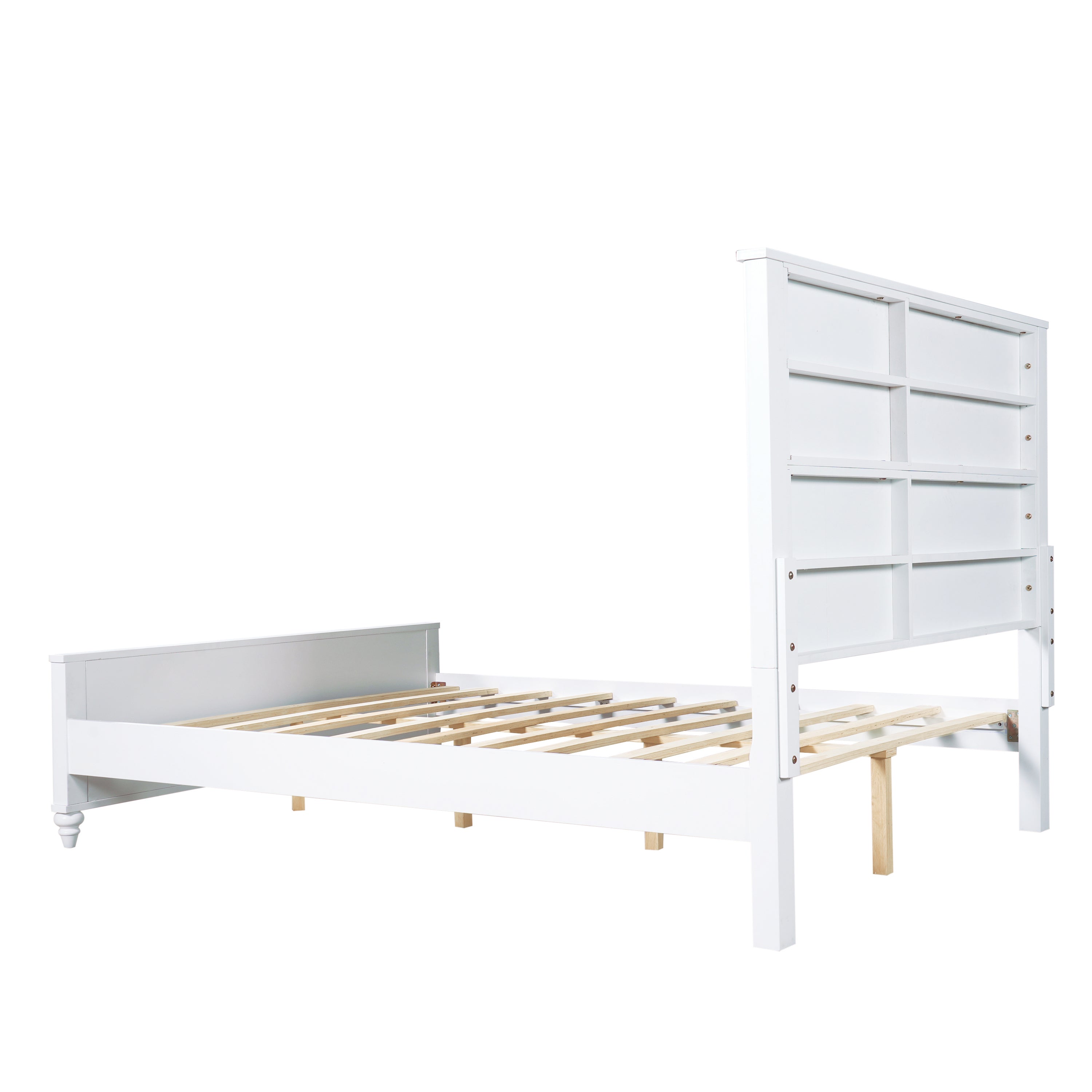 White Queen Size Bed Frame - Solid Wood & MDF