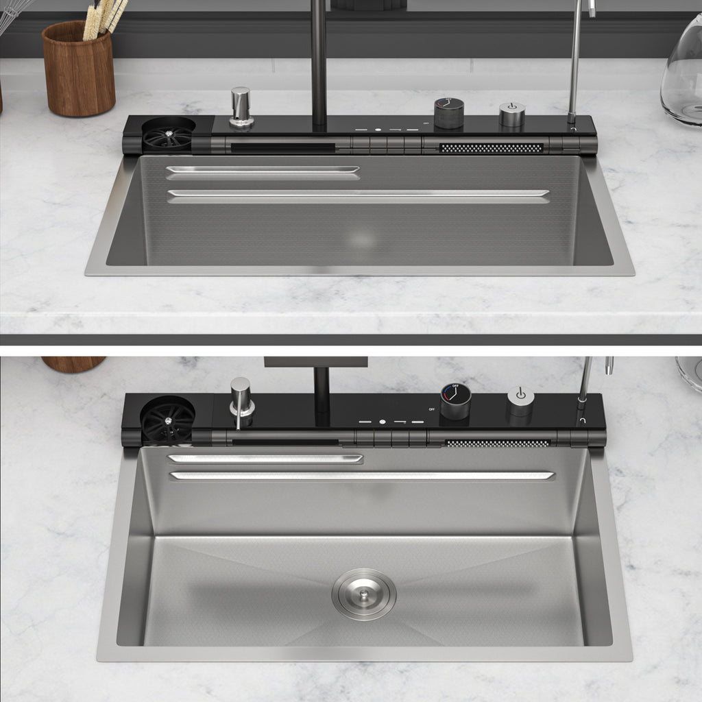 30" Kitchen Sink Waterfall Sink - Multifunction Single Bowl