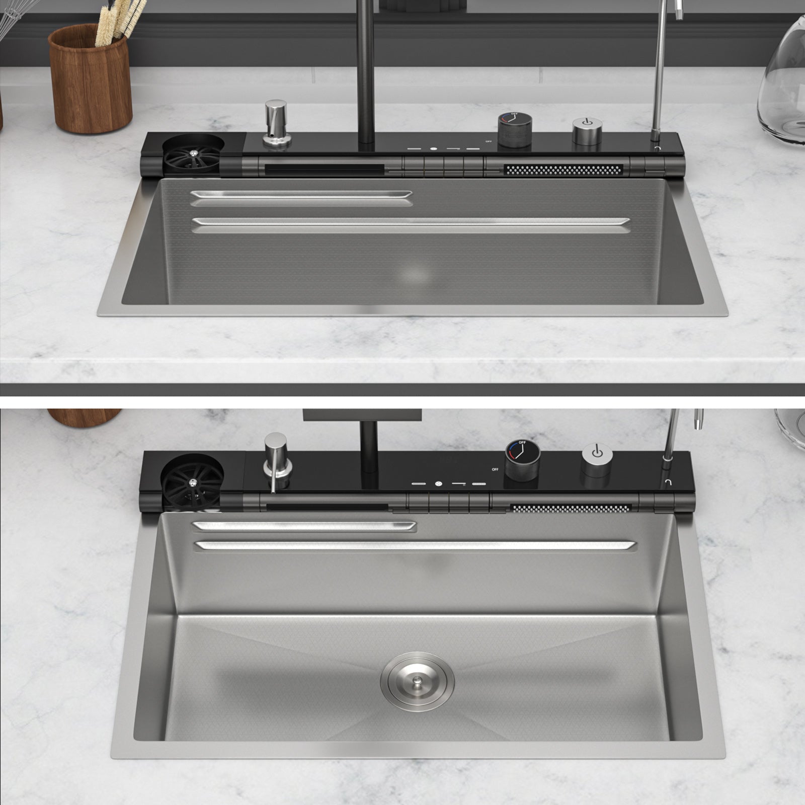30" Kitchen Sink Waterfall Sink - Multifunction Single Bowl