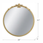 30x31" Round Wall Mirror With Luxurious Rococo Design