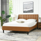 Aspen Vertical Tufted Modern Headboard Platform Bed Set, Queen