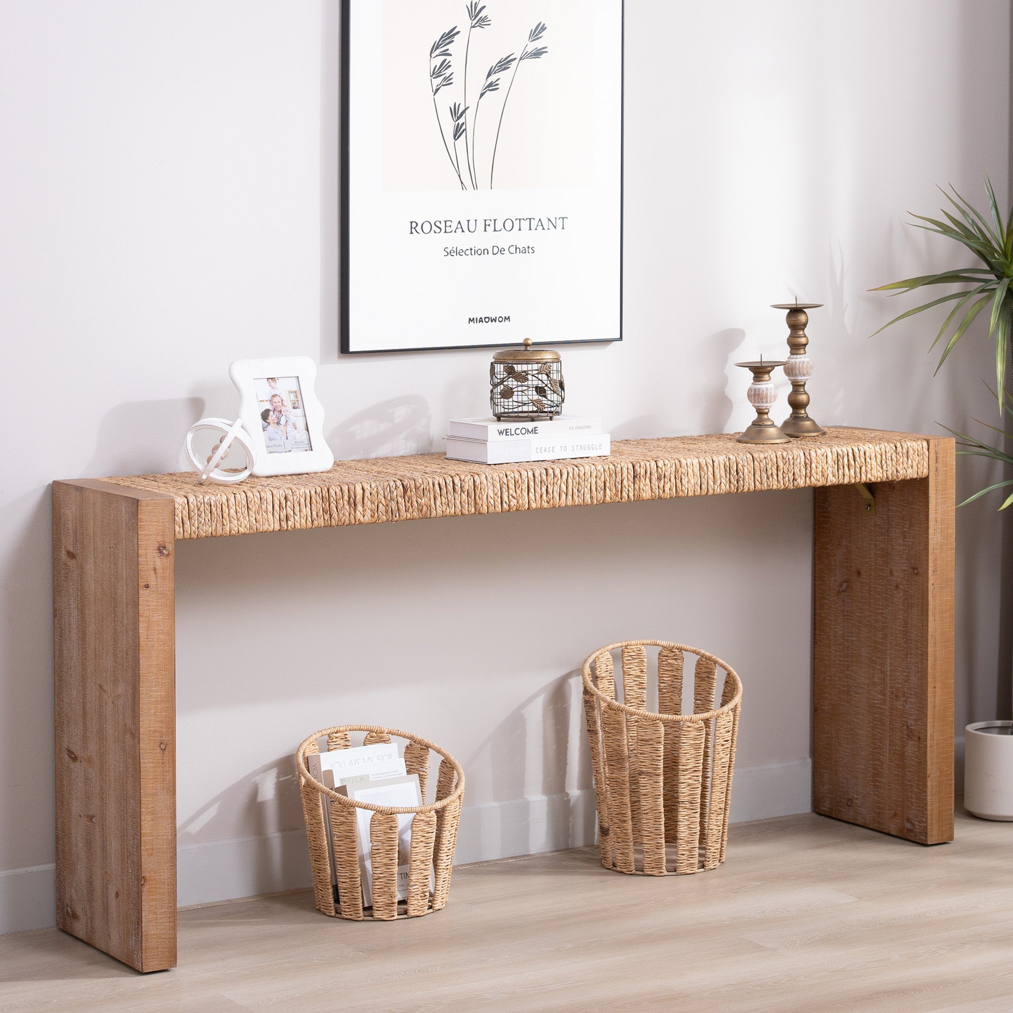 Natural Seagrass Console Table