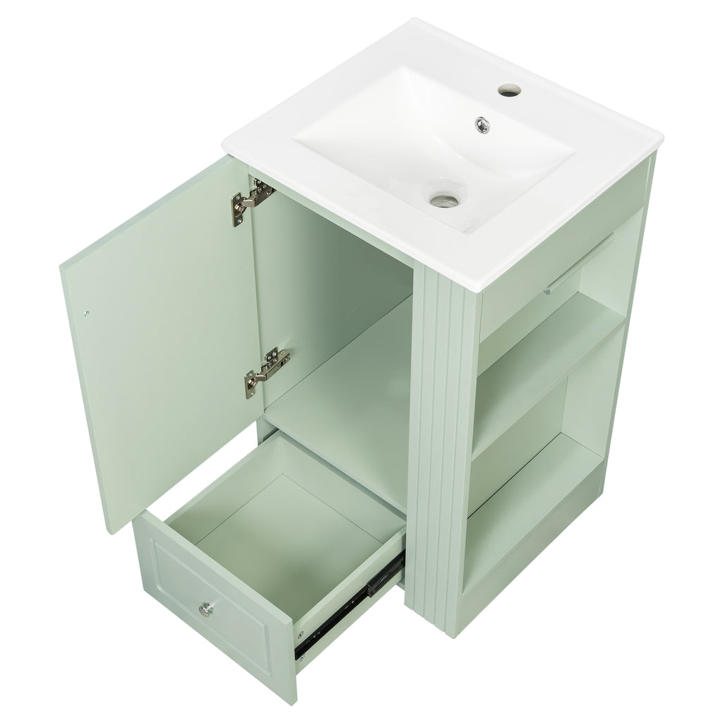 20" Freestanding Bathroom Vanity With Ceramic Sink