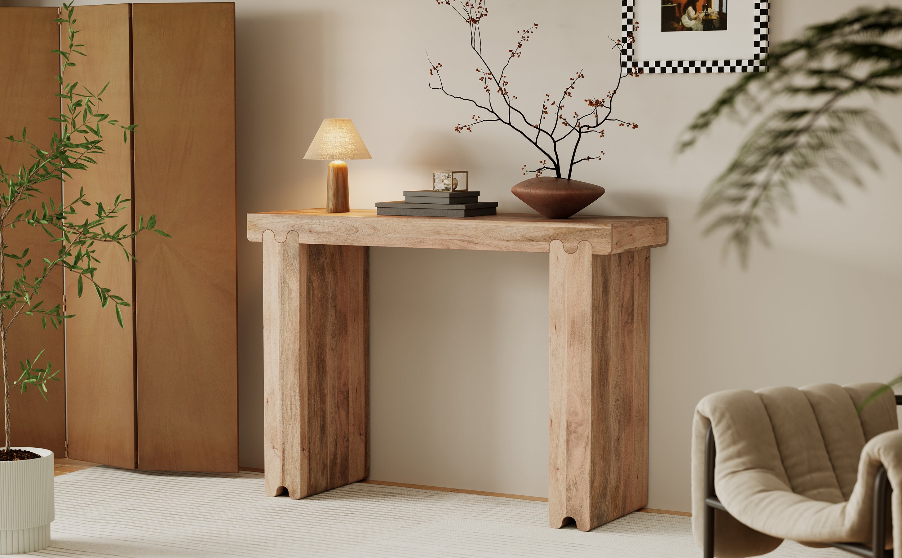 TREXM Farmhouse Mango Wood Console Table