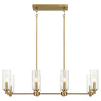 Willow Eight Lights Island with Clear Ribbed Glass Pendant Lamp - Satin