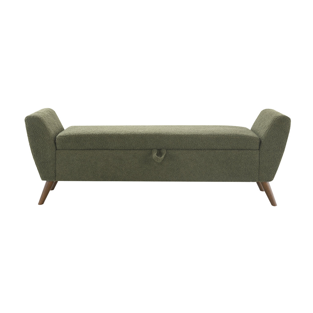 60" Modern Storage Bench with Mid-Century Wood Legs