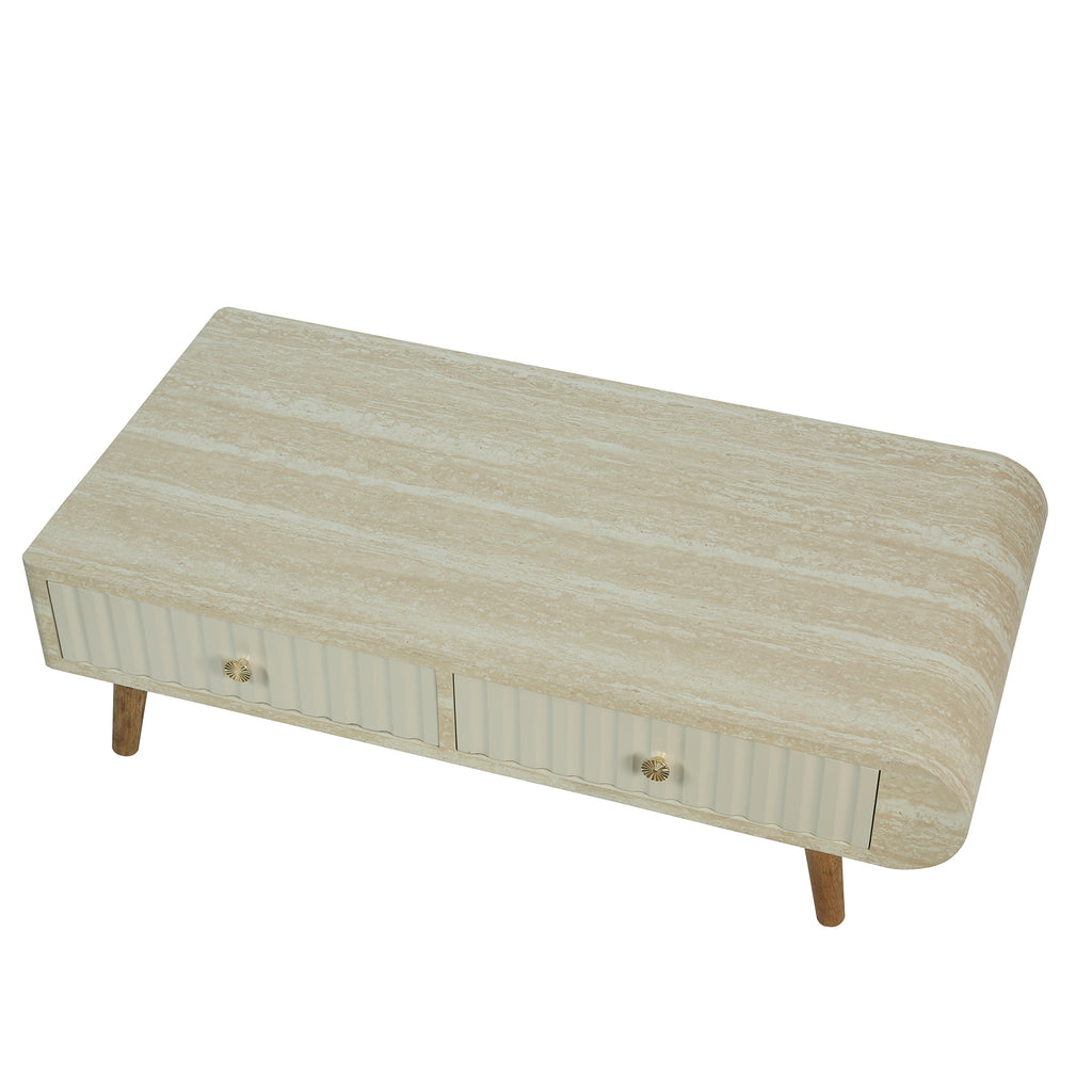 Coffee Table with Veneered Faux Marble Tabletop