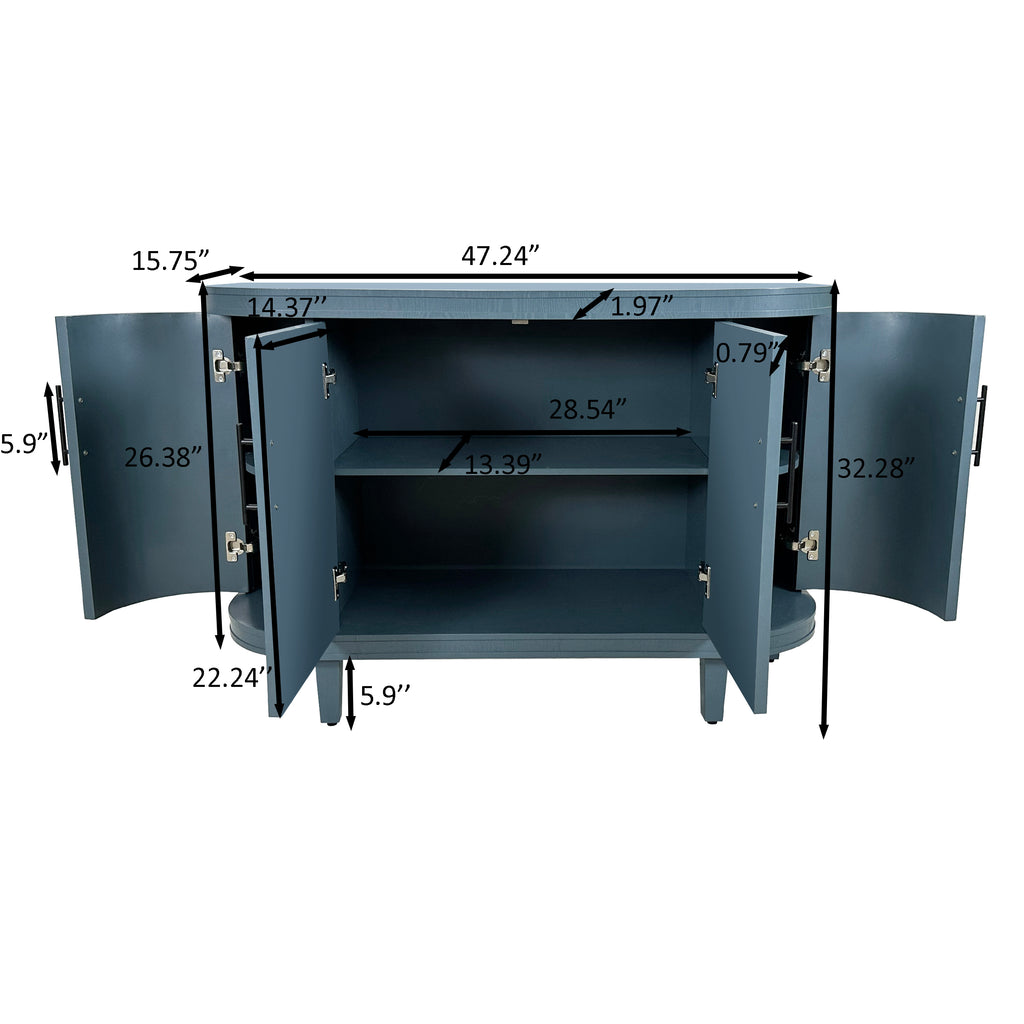 Modern Curved Sideboard 47.2-Inch Decorative Storage Cabinet