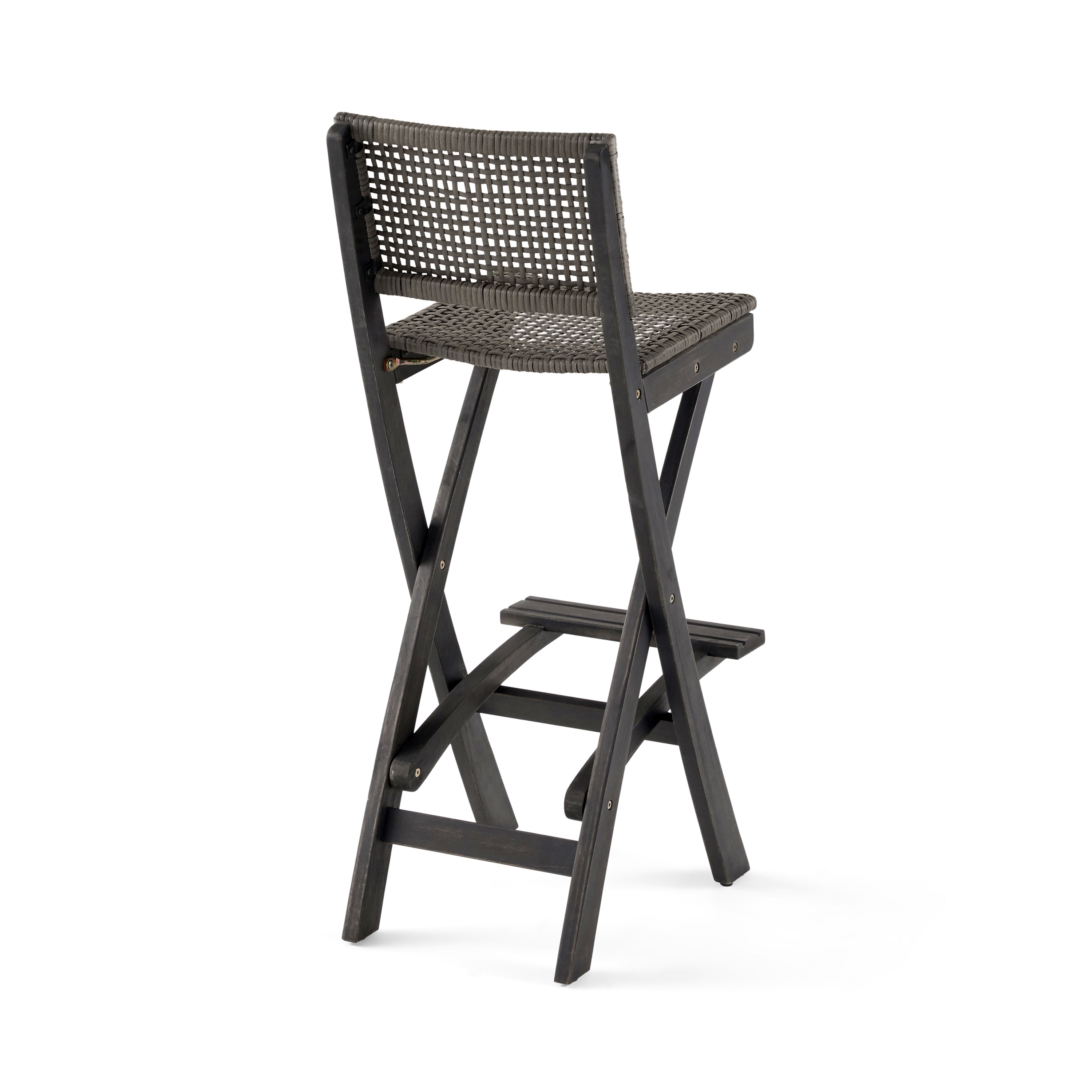 41.75" Outdoor Folding Acacia Wood Barstools