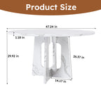 47.24" Round Dining Table for 4 - Farmhouse MDF Table with Marble
