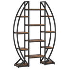 55" Triple Wide Oval Industrial Rustic Bookcase
