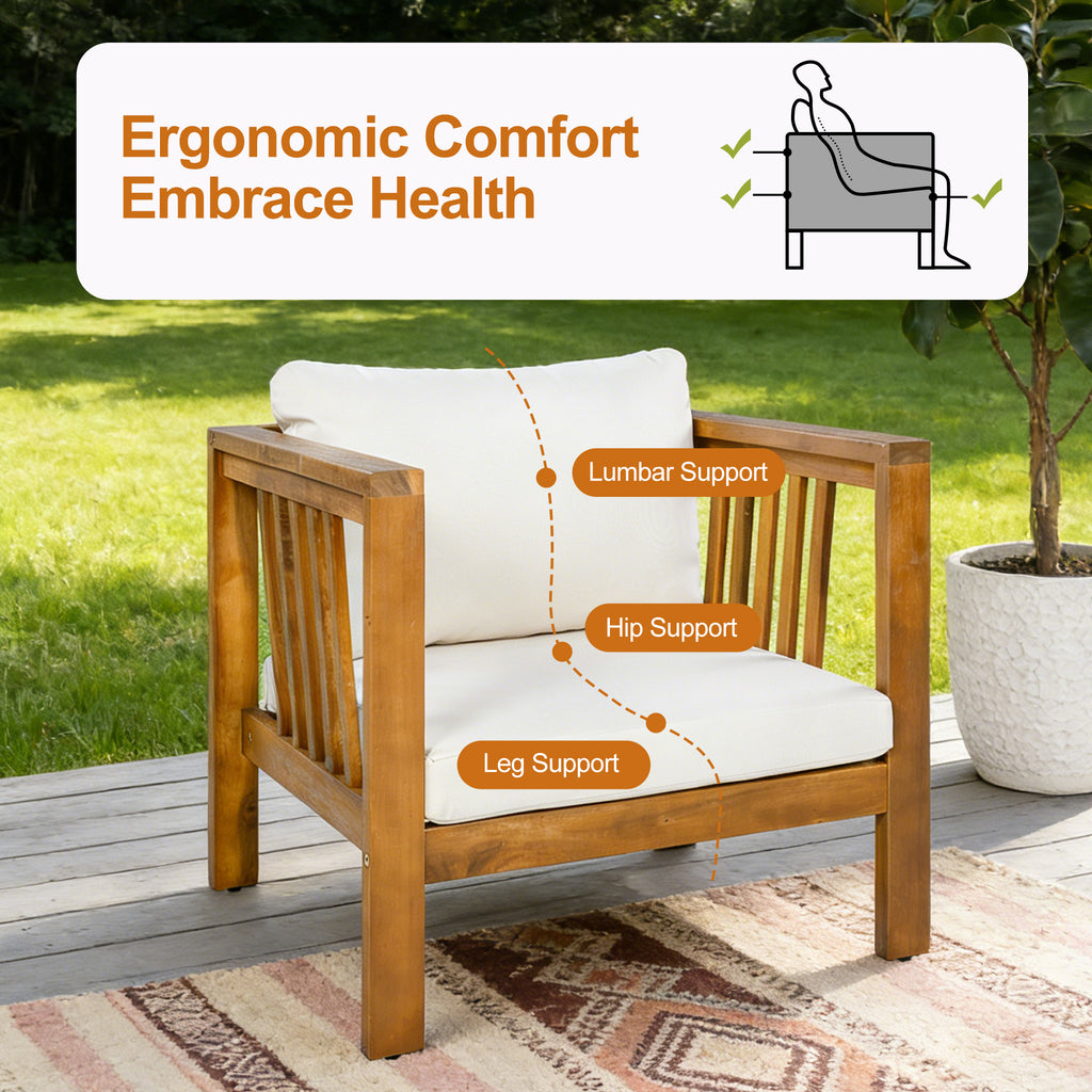 Outdoor Acacia Wood Club Chair