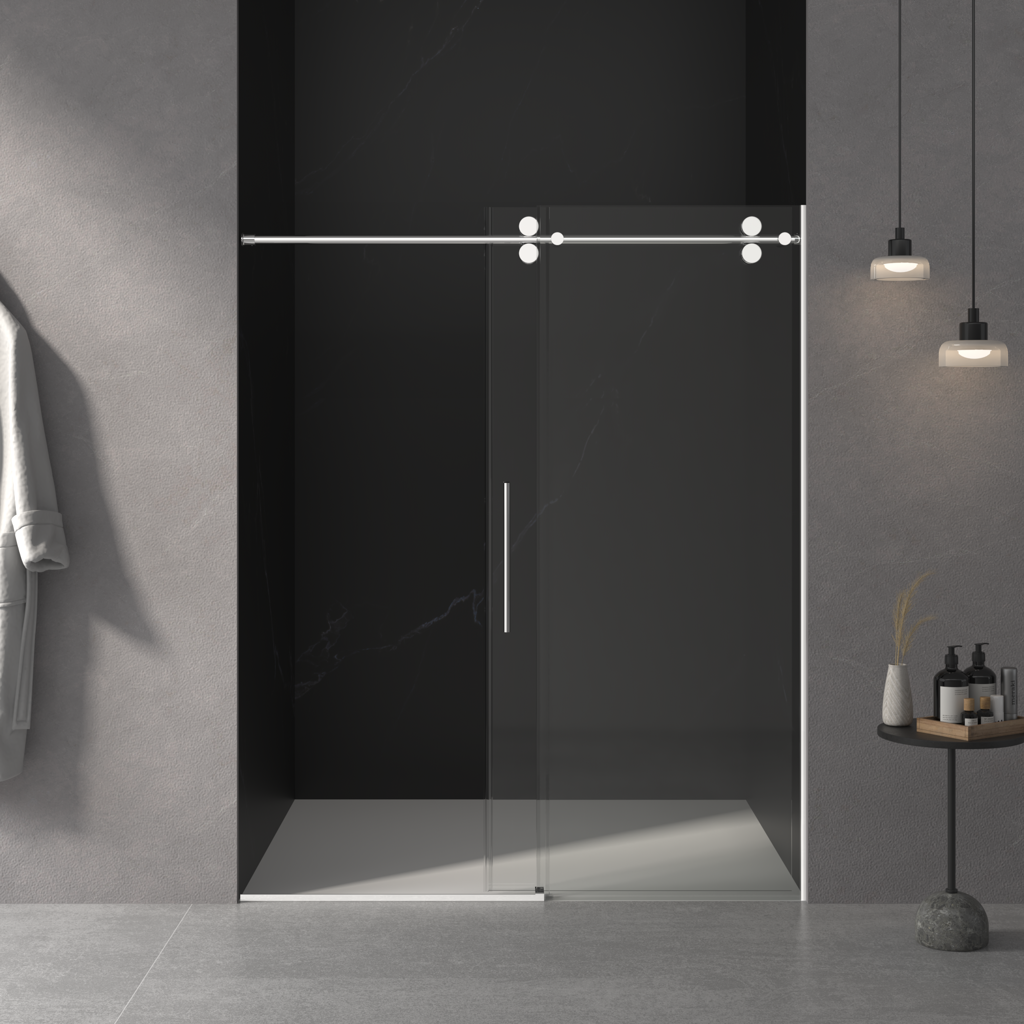Frameless Sliding Shower Door with Tempered Glass Enclosure