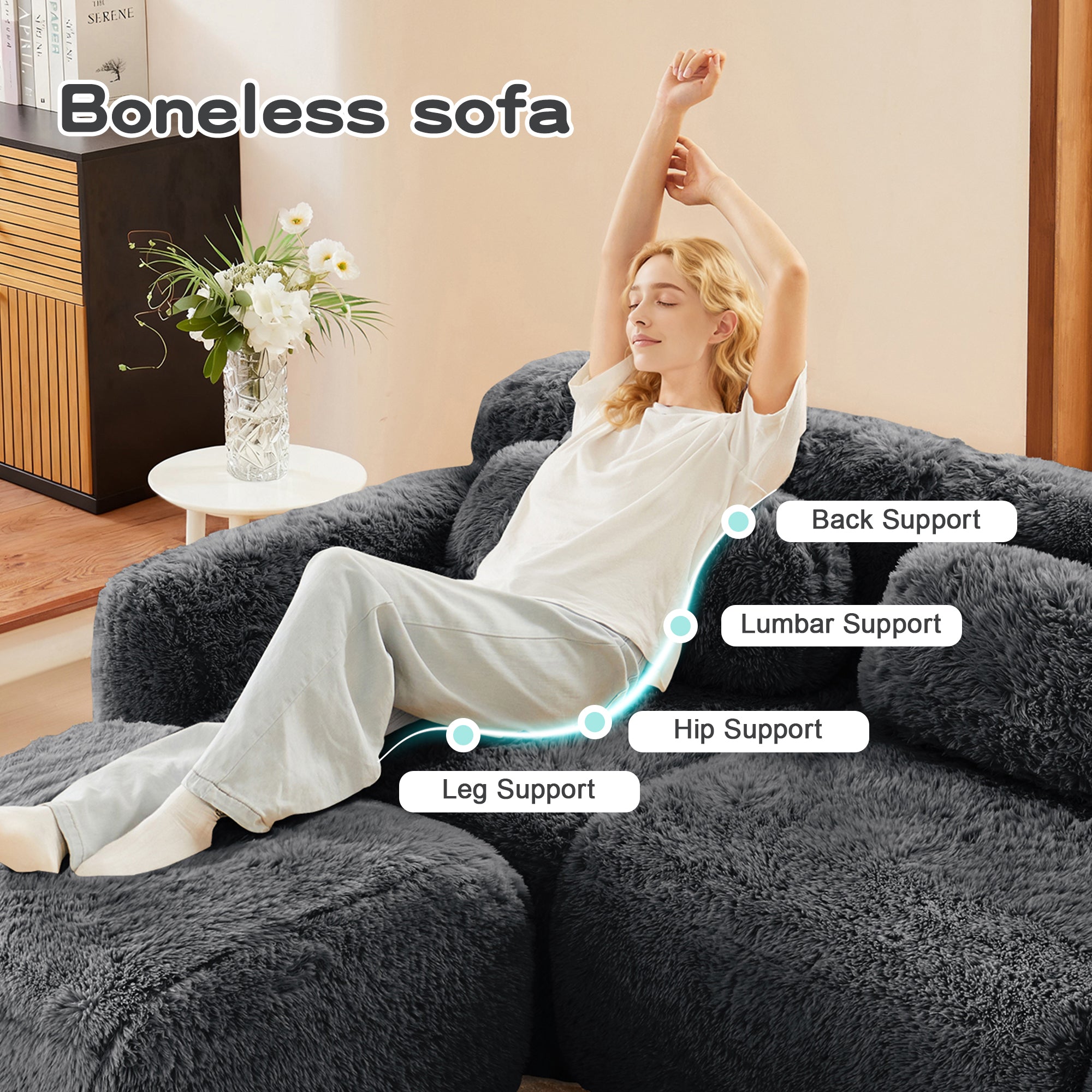 U-Shaped Boneless Sofa with High Density Sponge