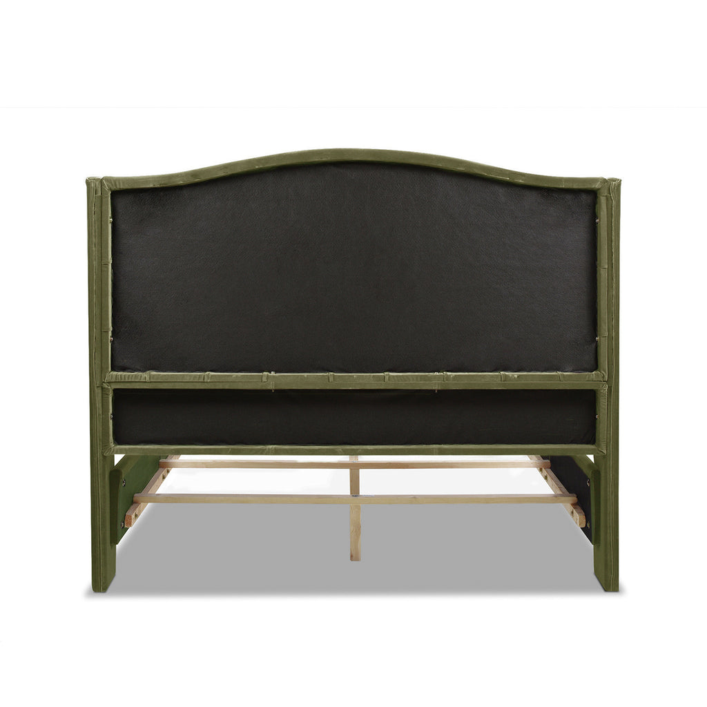 Marcella Upholstered Shelter Headboard Bed Set, Queen, Olive