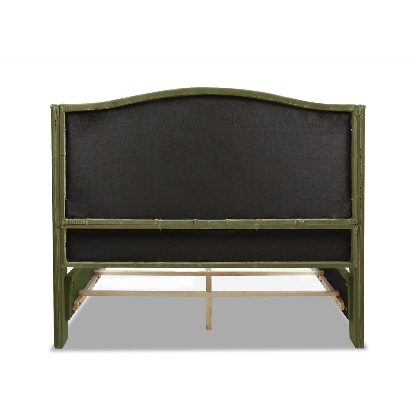 Marcella Upholstered Shelter Headboard Bed Set, Queen, Olive