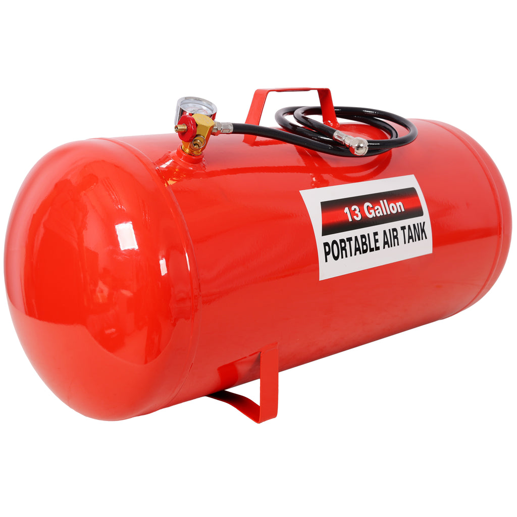 Portable 13 Gallon Air Tank, Lightweight Durable Air Compressor Tank with Pressure Gauge, Safety Valve and 43 Inch Hose for Easy Tool Connection