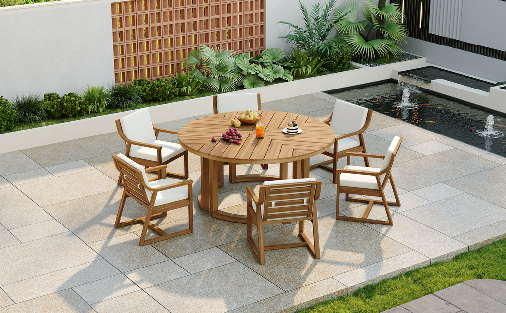 TREXM Patio Dining Table Set for 6