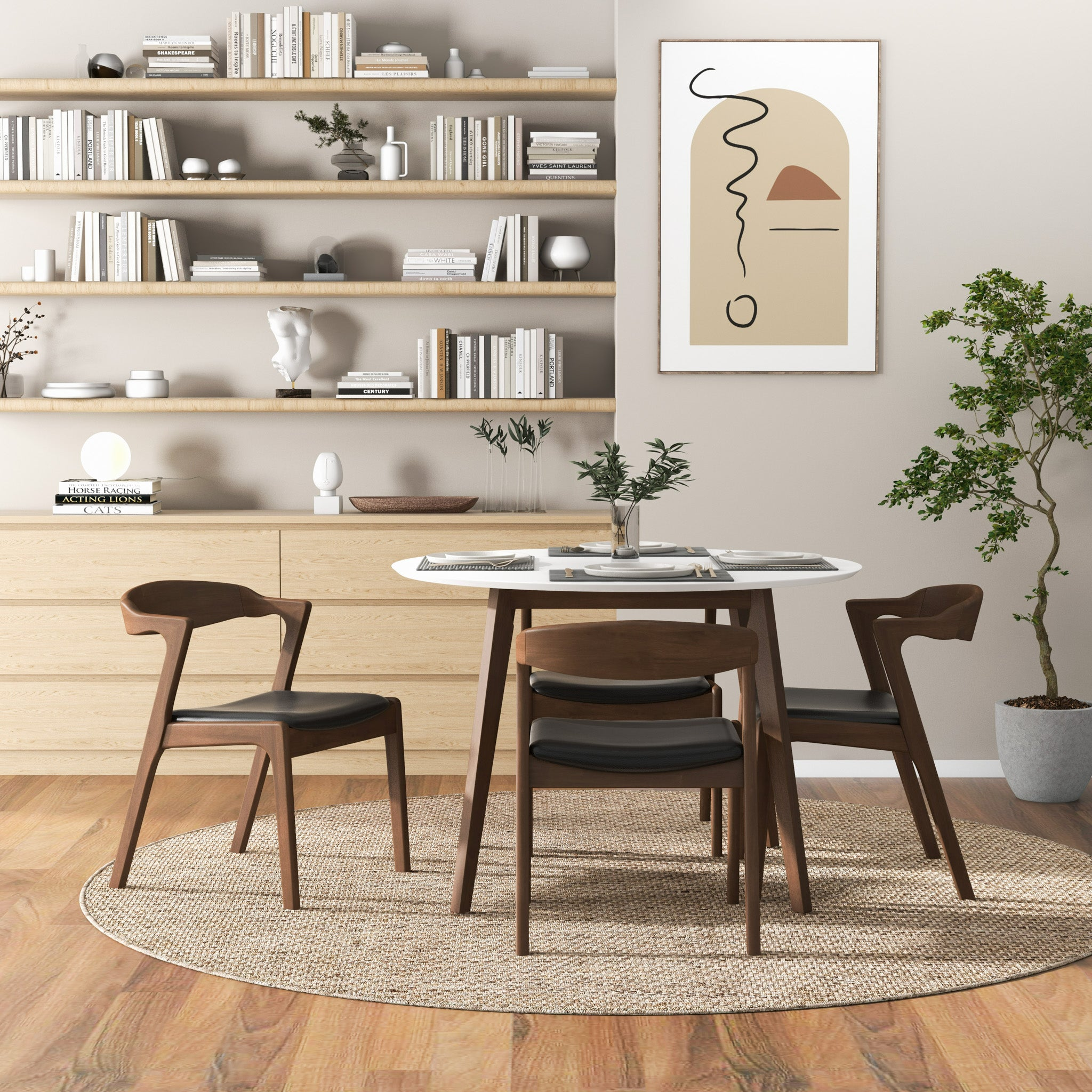 Alina Dining Table (White) and 4 Side Chairs