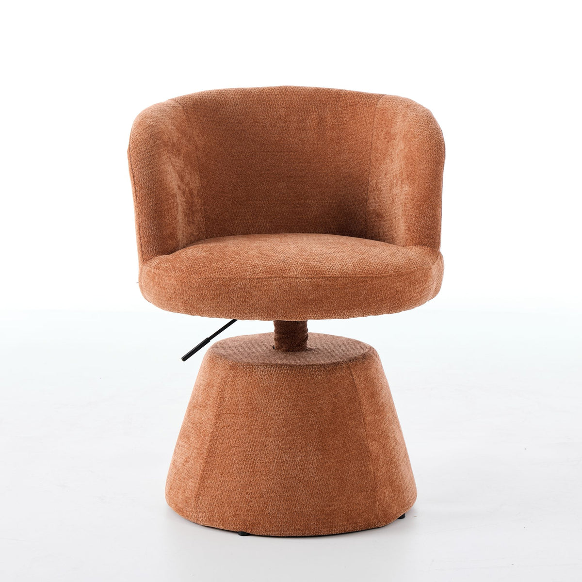 Adjustable Height 360° Swivel Bar Stool, Modern Chenille Upholstered Round Dining Chair, Ergonomic Accent Vanity Chair for Bedroom,Kitchen Island & Pub, Single Pack, Terracotta &