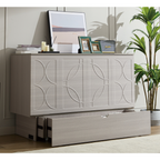 Cabinet Bed with Storage, Queen Bed, Folding Foam Mattress