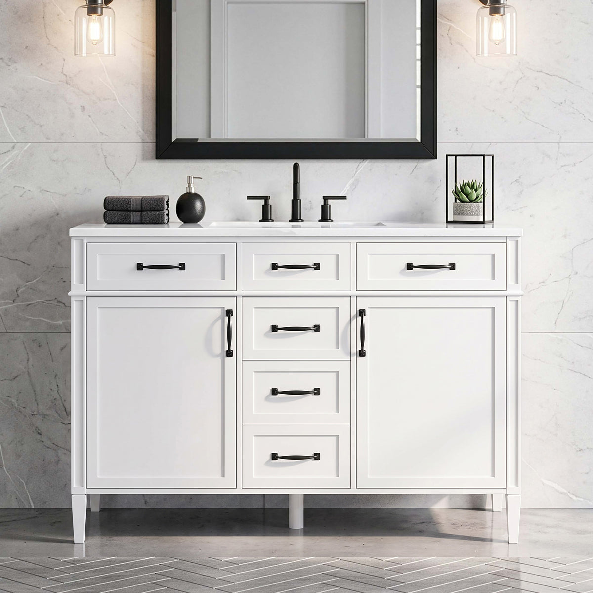 48 Inch Bathroom Vanity with Composite Sink Top