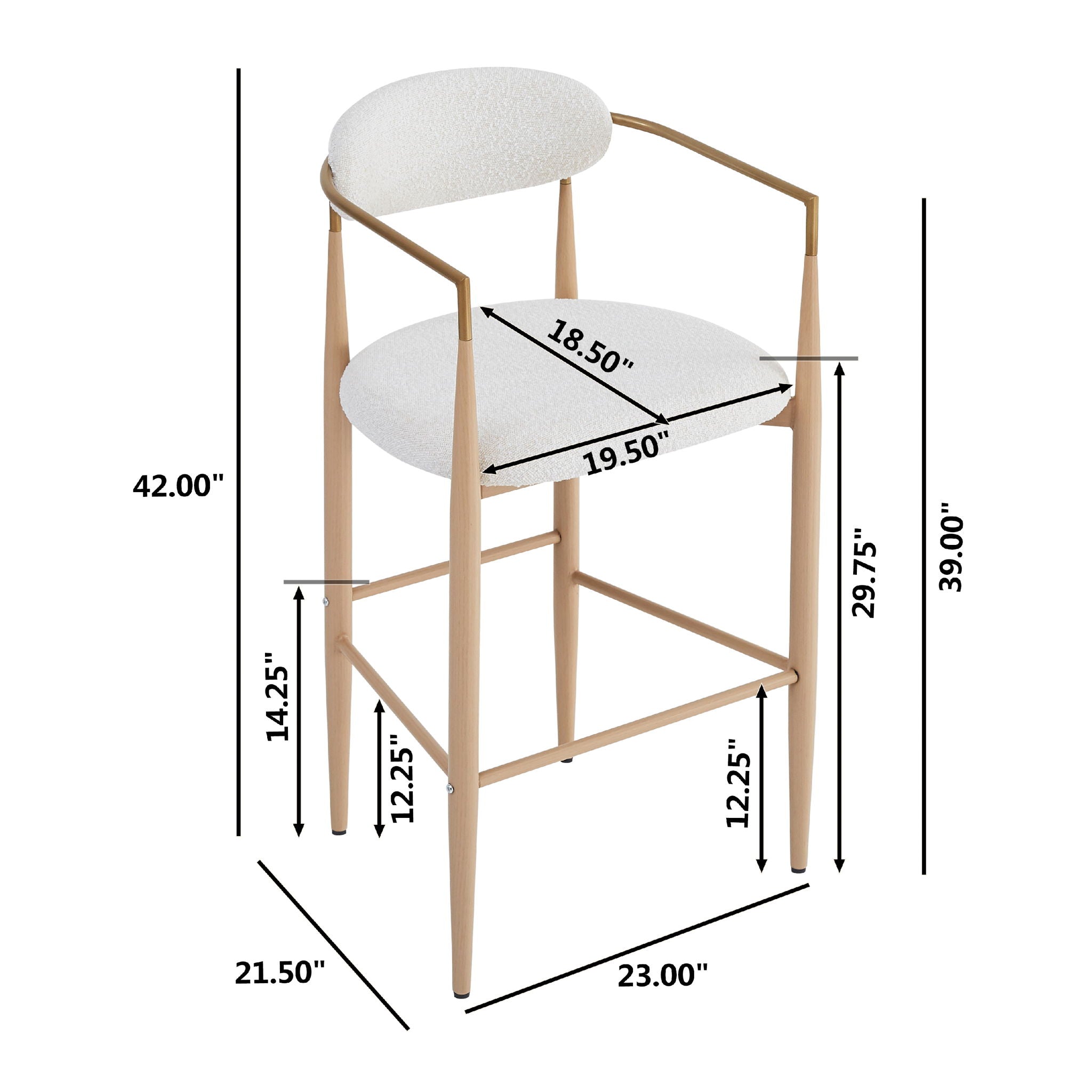 Upholstered Barstools With Back For Kitchen (Set of 2)