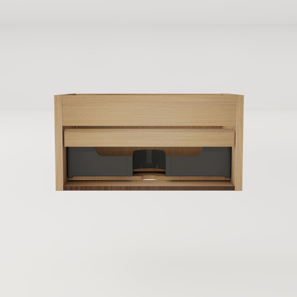 Etna 30-Inch Wall-Mounted Bathroom Vanity, Striped Oak