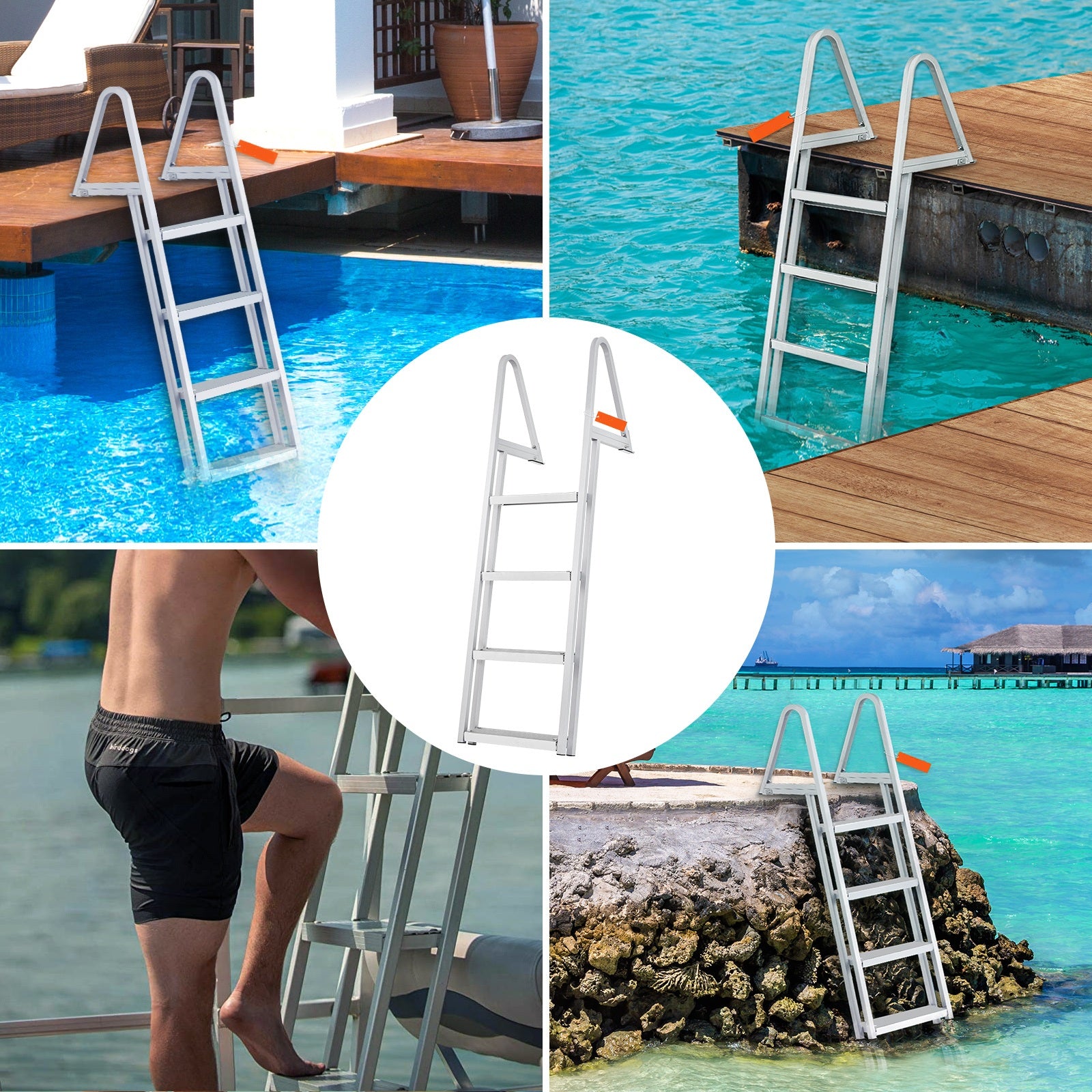 Removable 4-Step Dock Ladder with 350 lbs Load Capacity