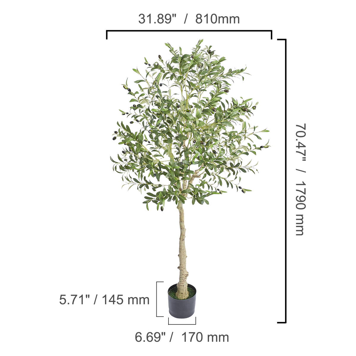 6 FT Tall Artificial Olive Tree - Lifelike Design for Your Space