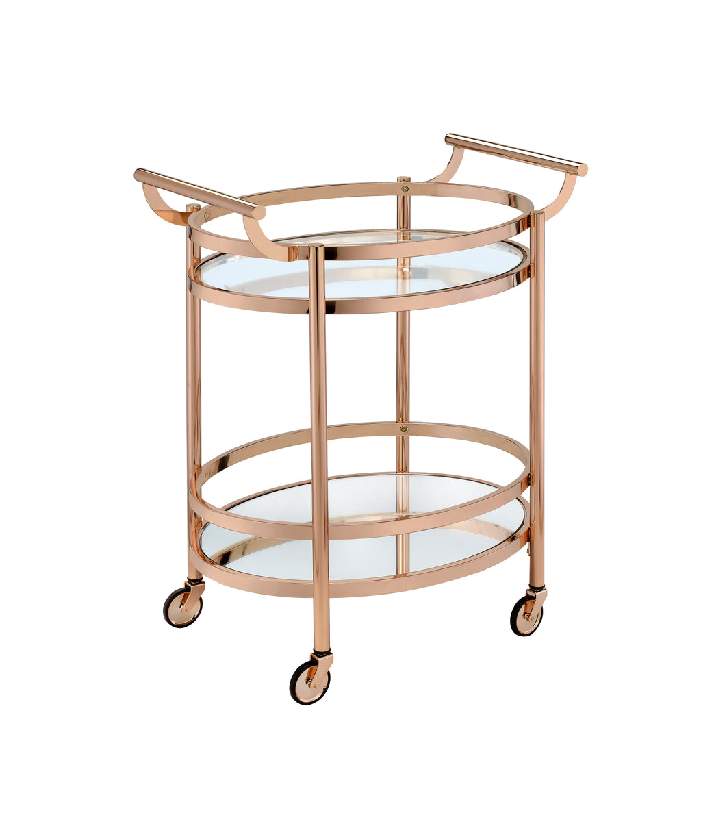 Lakelyn Clear Glass & Rose Serving Cart