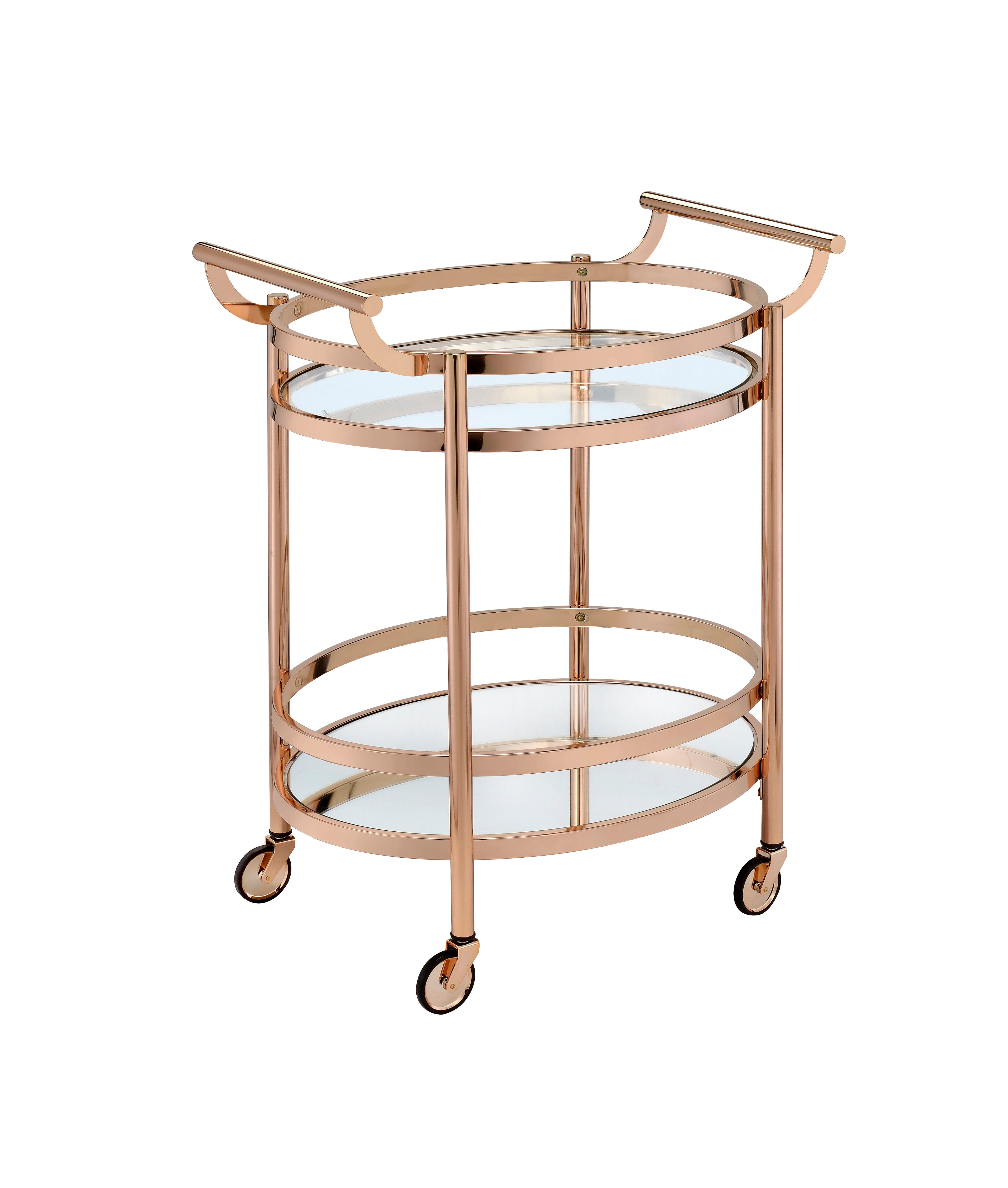 Lakelyn Clear Glass & Rose Serving Cart