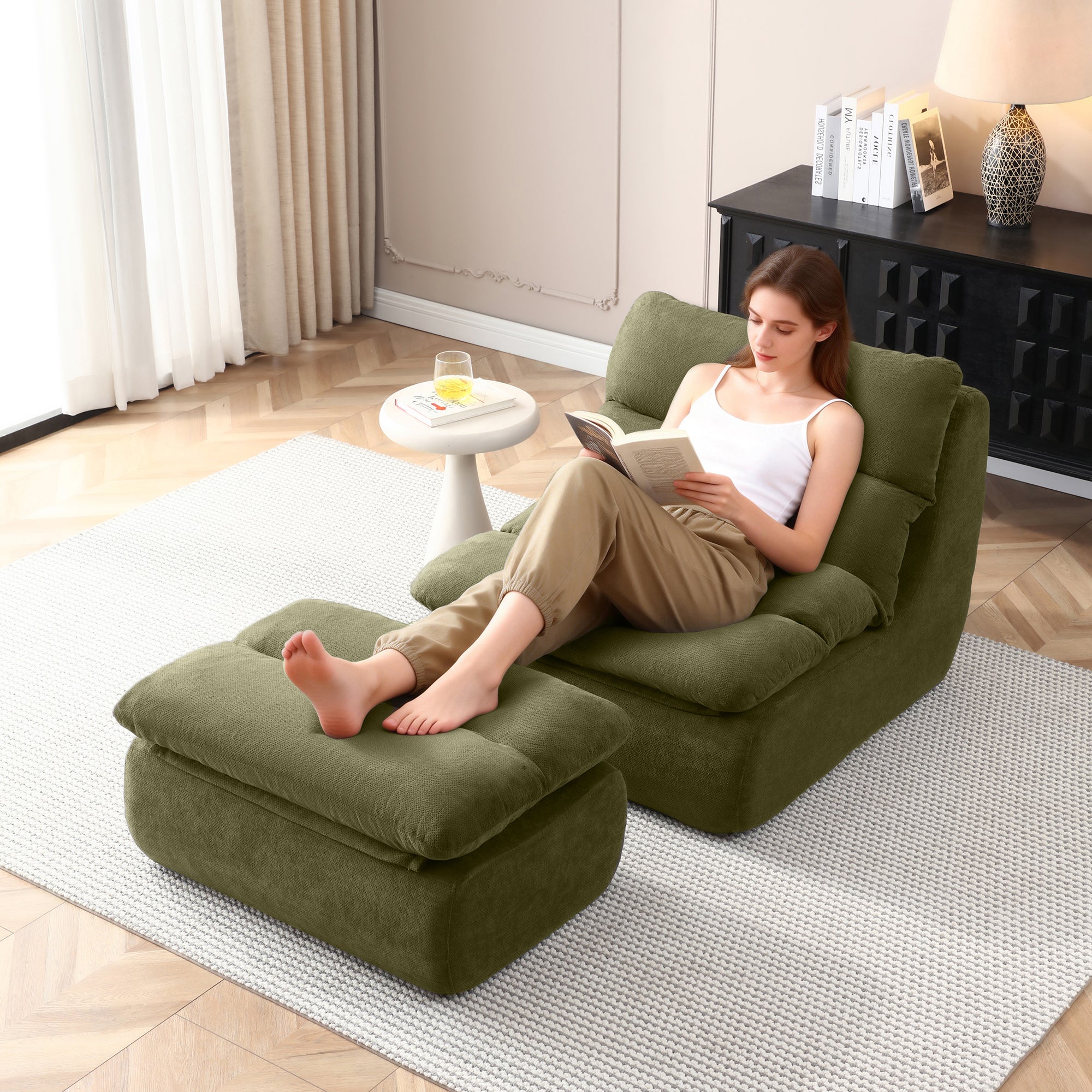 32" Bean Bag Chair with Ottoman