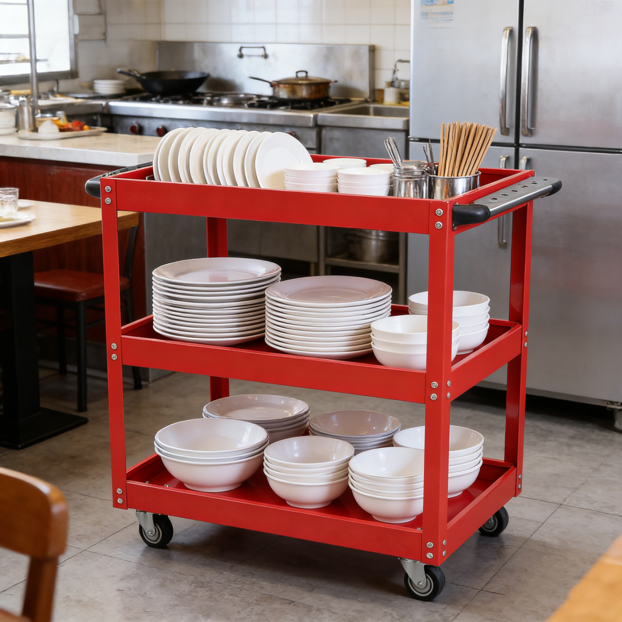 Tool Cart on Wheels, 3 Tier Rolling Mechanic Tool Cart