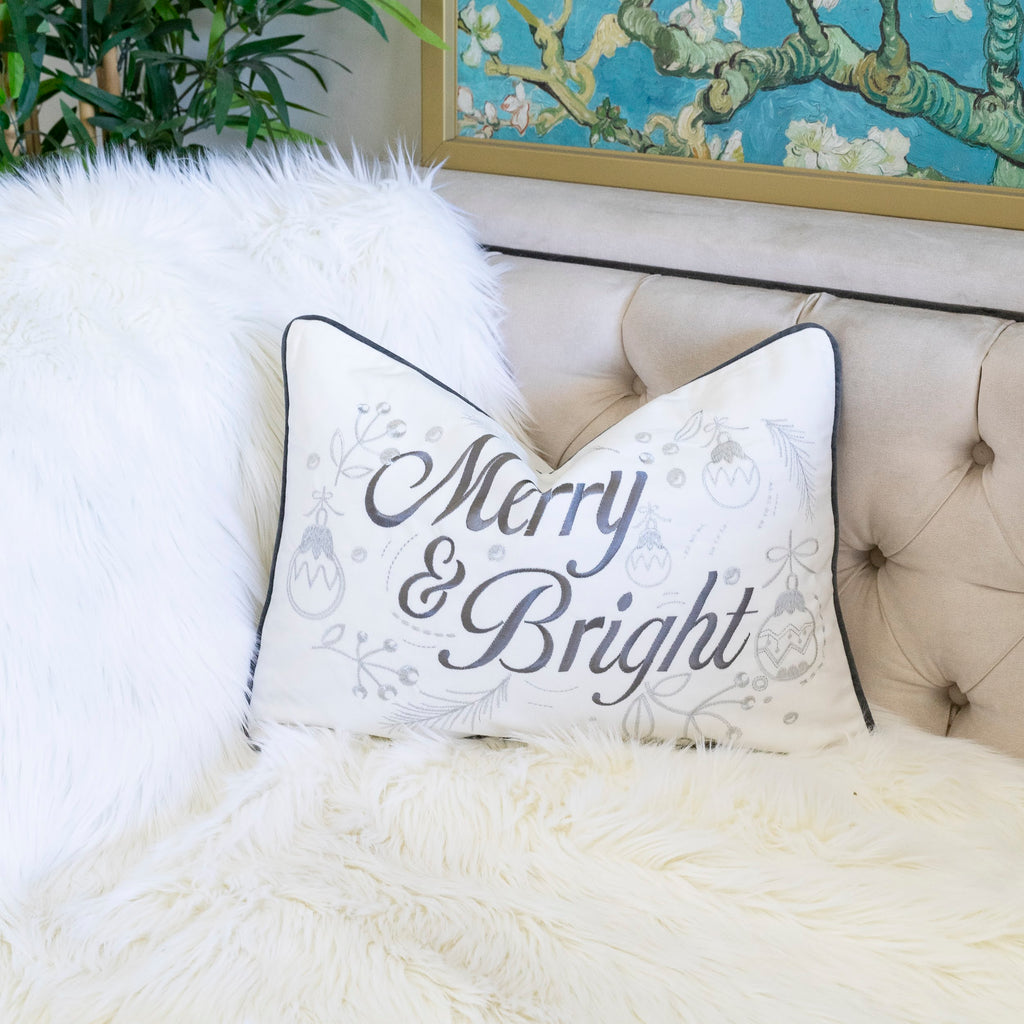 Merry & Bright Christmas Throw Pillow