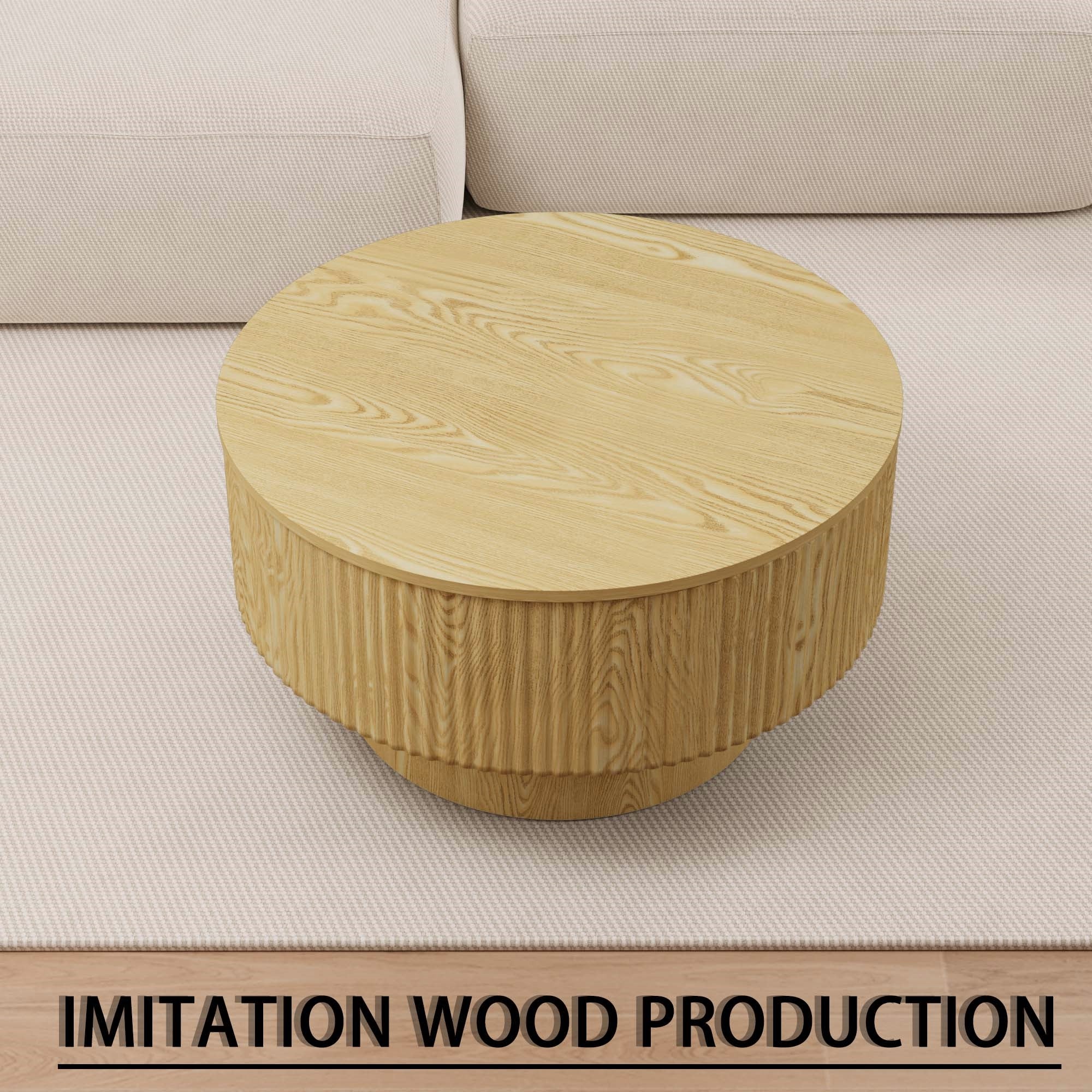 MDF Modern Round Coffee Table and 2 PU Dining Chairs Set