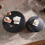 Black Scalloped Round Coffee Table Set