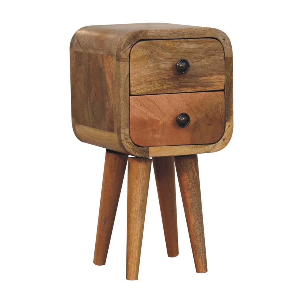 Solid Wood Extra Mini Curved Oak-ish Bedside Table