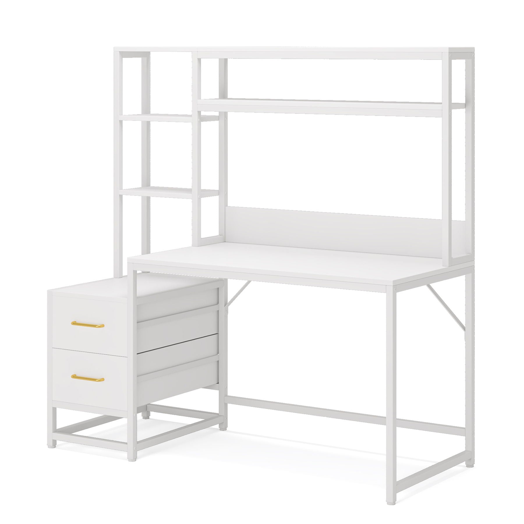 Computer Desk With Hutch, 2 Drawers & Open Shelves