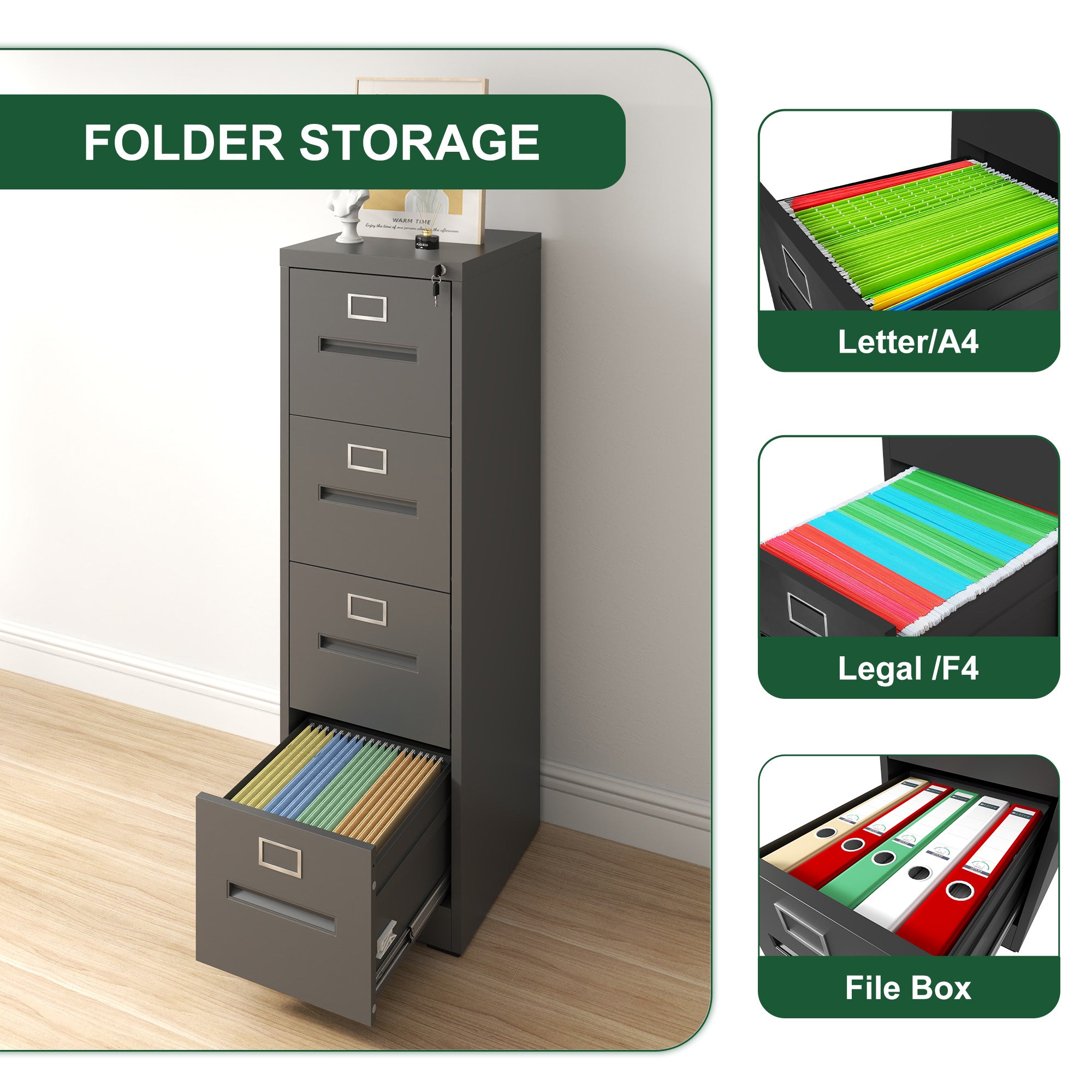 4 Drawer File Cabinet with Lock