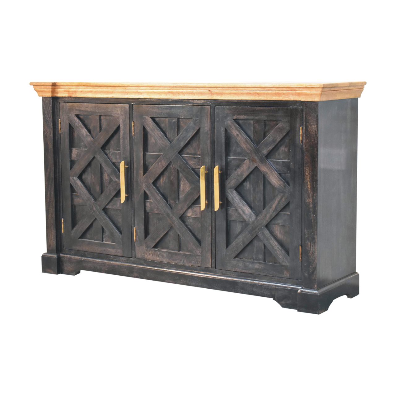 Solid Wood Regal Rustic Sideboard, 6 Compartments